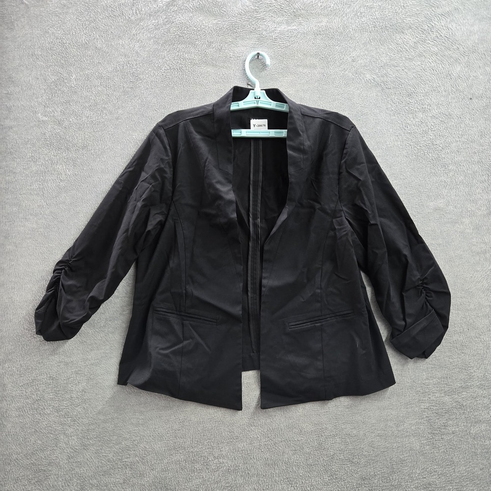 Torrid Women Blazer 2 Black Nylon Rayon Long Sleeve Open Front